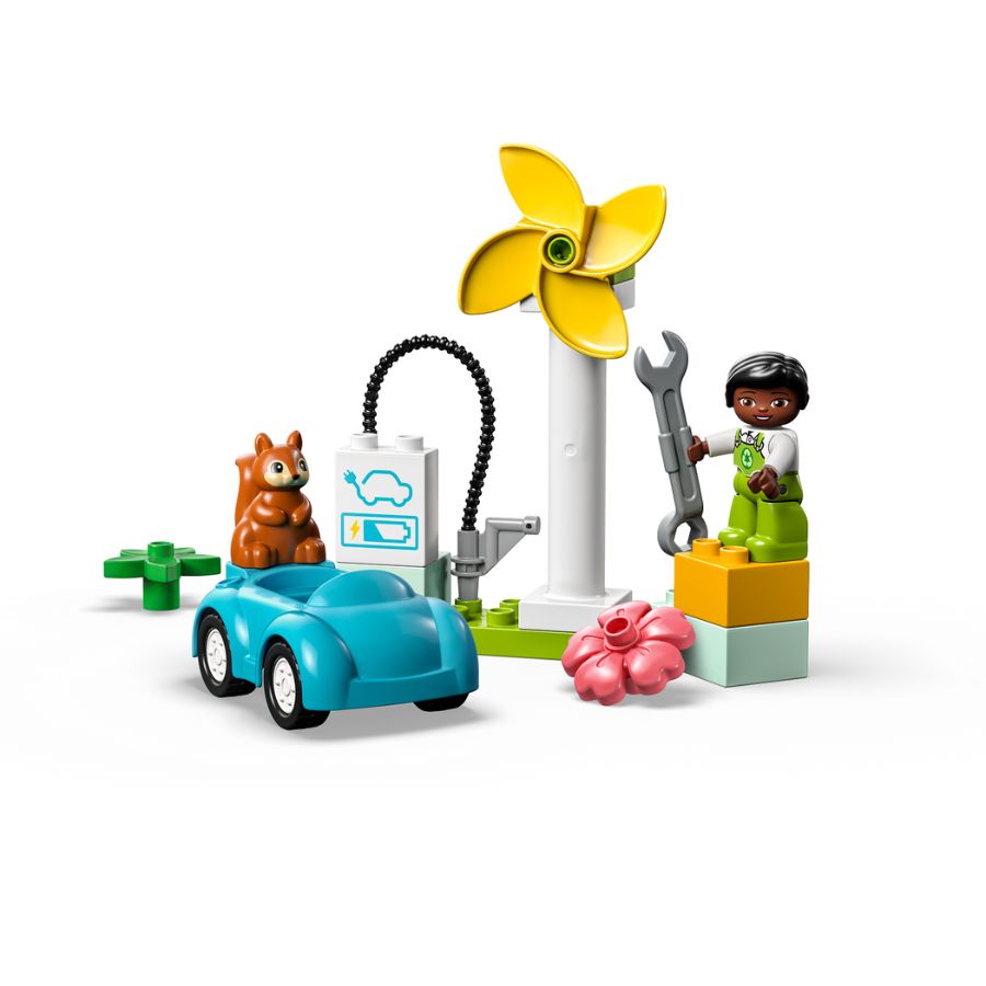 LEGO DUPLO 10985 Wind Turbine and Electric Vehicle Assembly Toy for Children