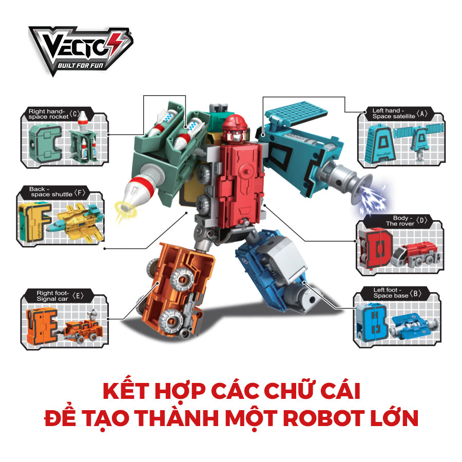 Đồ chơi lắp ráp Robot chữ từ A đến F VECTO VT8195-1