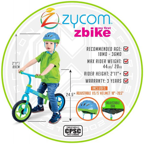 Zycom balance bike with helmet 206A714 - 10 inch Green 206A714