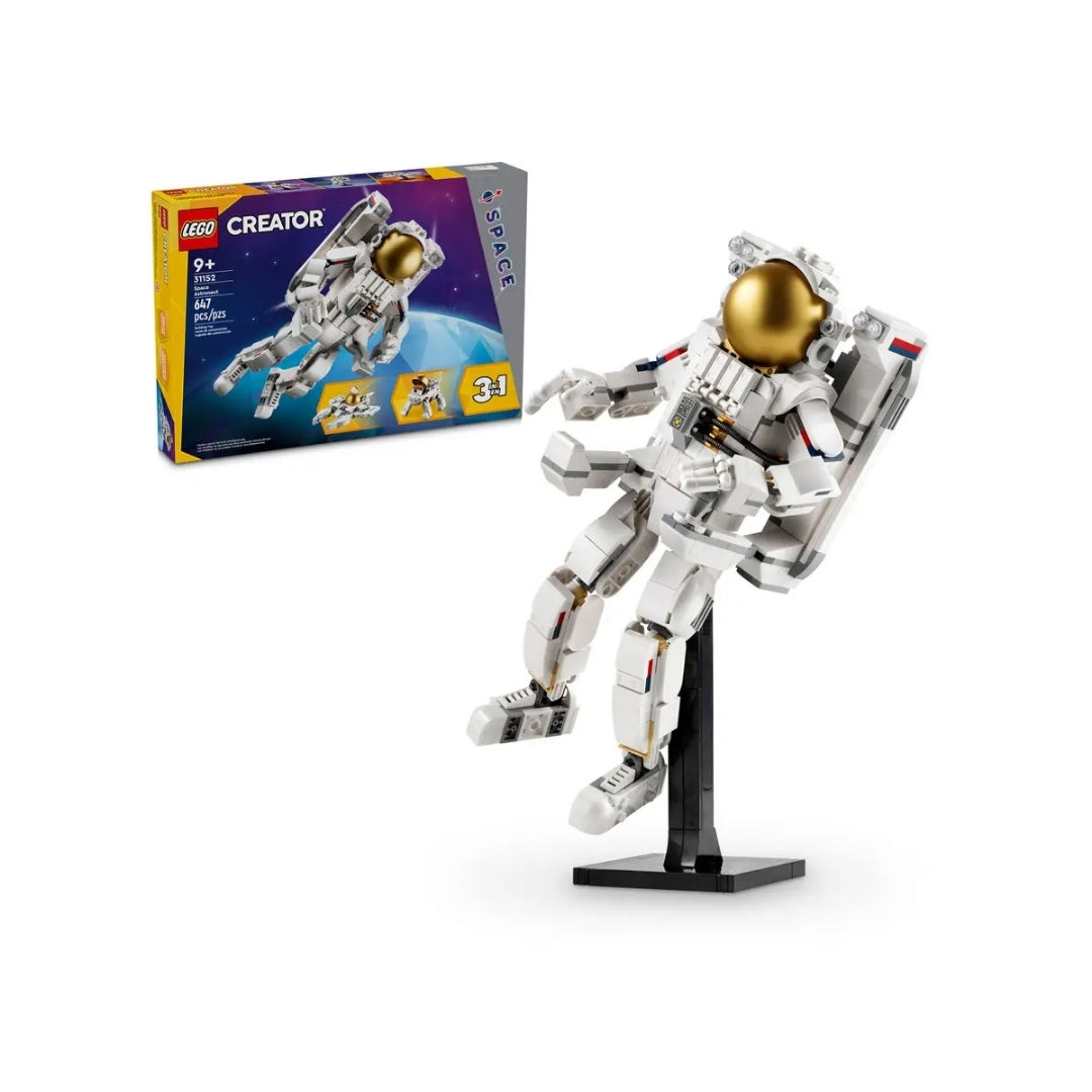 Assembling toy LEGO CREATOR 31152 astronaut model