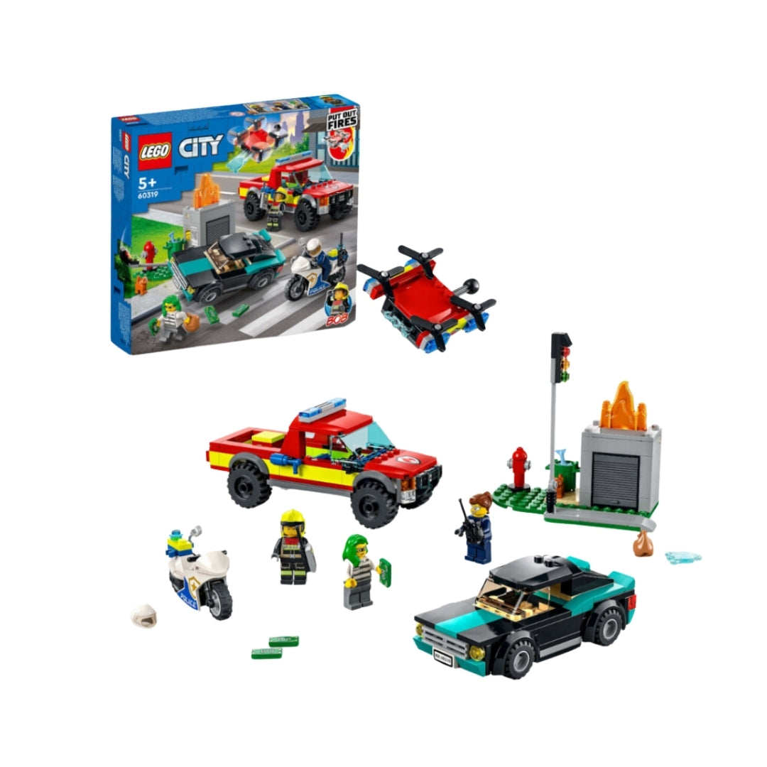 Đồ Chơi Lắp Ráp Xe Cứu Hỏa & Cảnh Sát Truy Bắt Tội Phạm LEGO CITY 60319