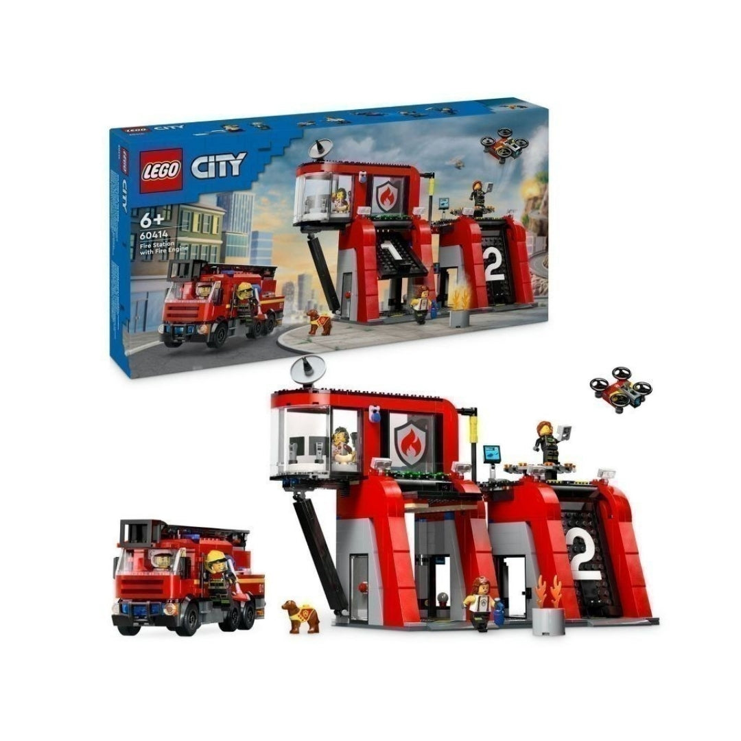 LEGO CITY 60414 fire station and fire truck assembly toy