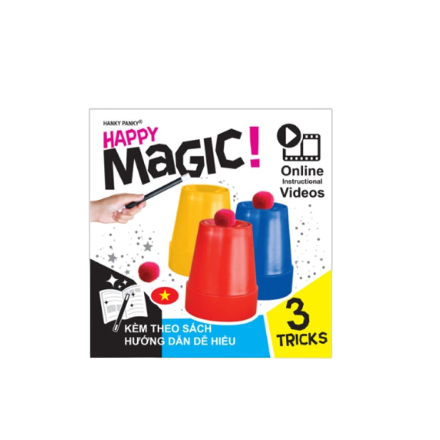 Children's toys: Set of 3 magic tricks Hanky ​​Panky Cups and Balls HP1910