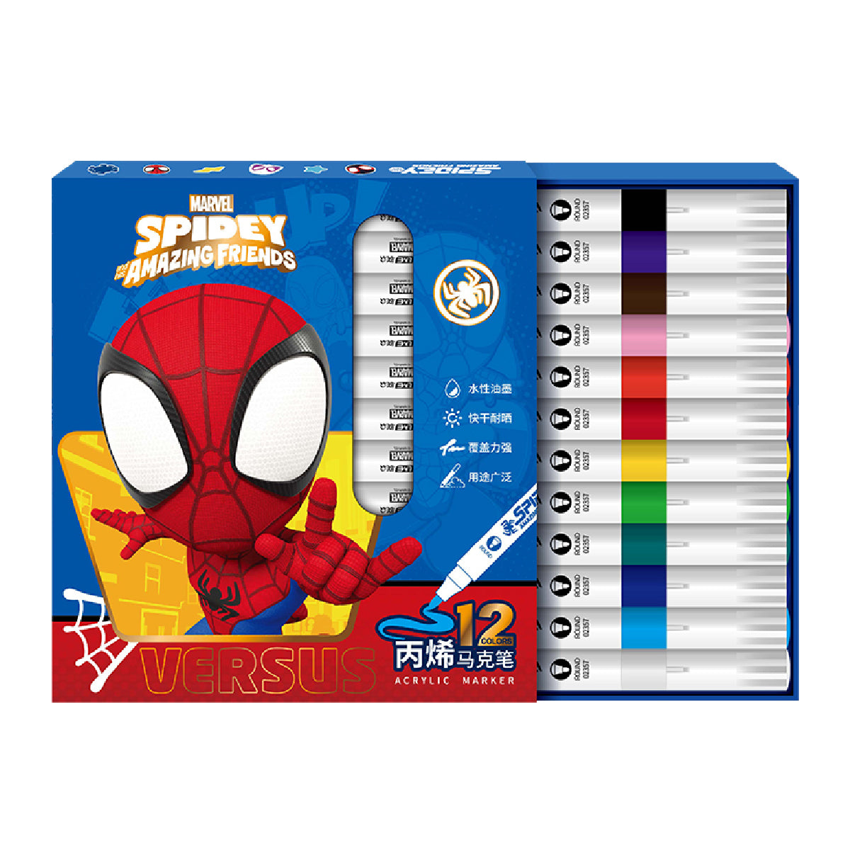 Bộ Bút Lông 12 Màu Marvel Spidey Unimass E1029A