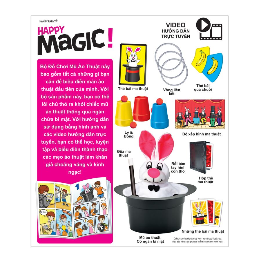 Happy Magic toy set - basic magic tricks with Hanky ​​Panky Hat HP1974