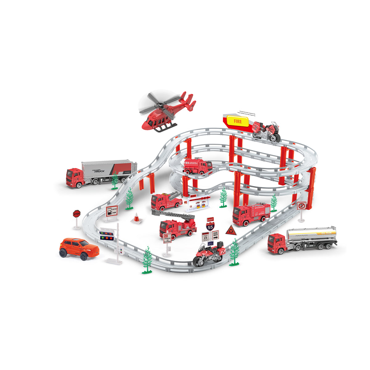 Bộ Đồ Chơi Lắp Ráp Đường Ray Và Xe Cứu Hỏa Chạy Pin VECTO VT557-10-1