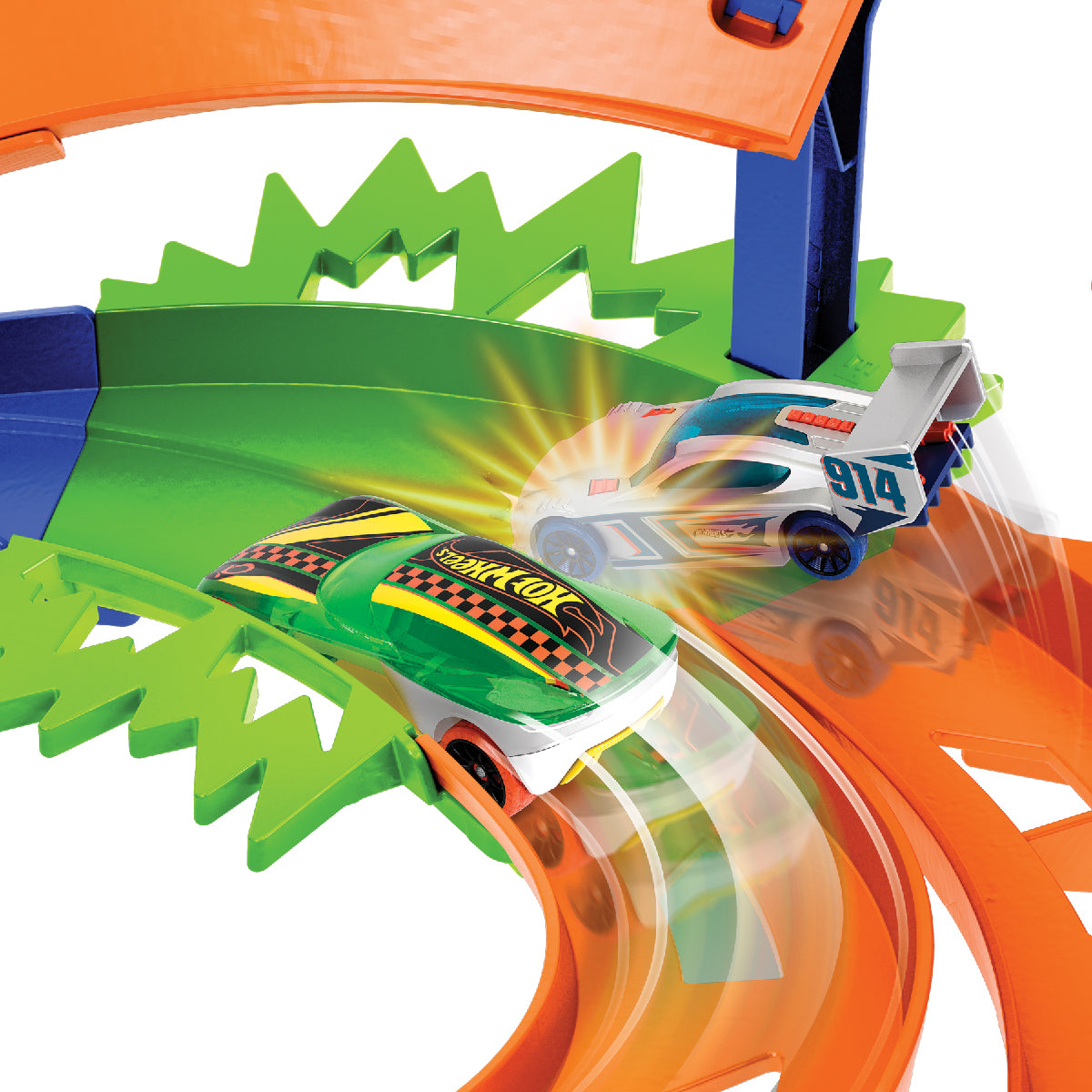 Bộ Thử Thách Đường Đua Xoắn Kép Xoay Vòng Hot Wheels HTK17