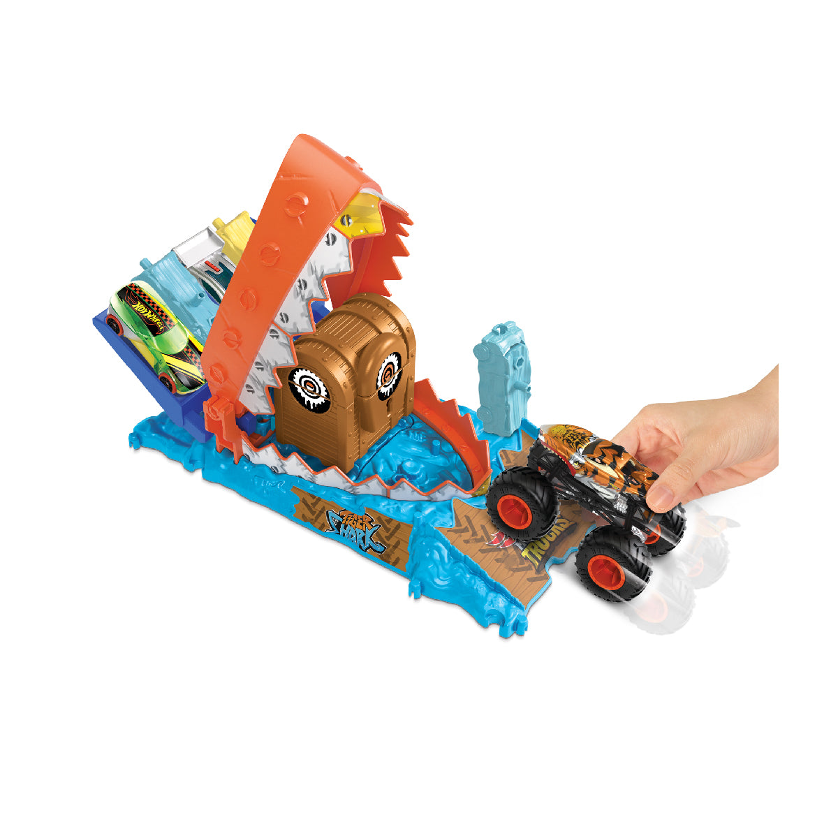 Bộ Thử Thách Monster Trucks - Vượt Bẫy Cá Mập Hot Wheels HNB87