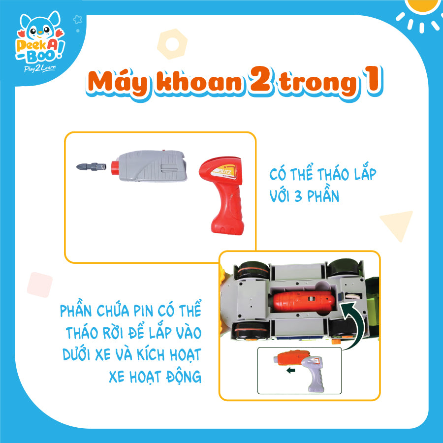 Đồ Chơi DIY Lắp Ráp Xe Môi Trường Peek A Boo PAB049