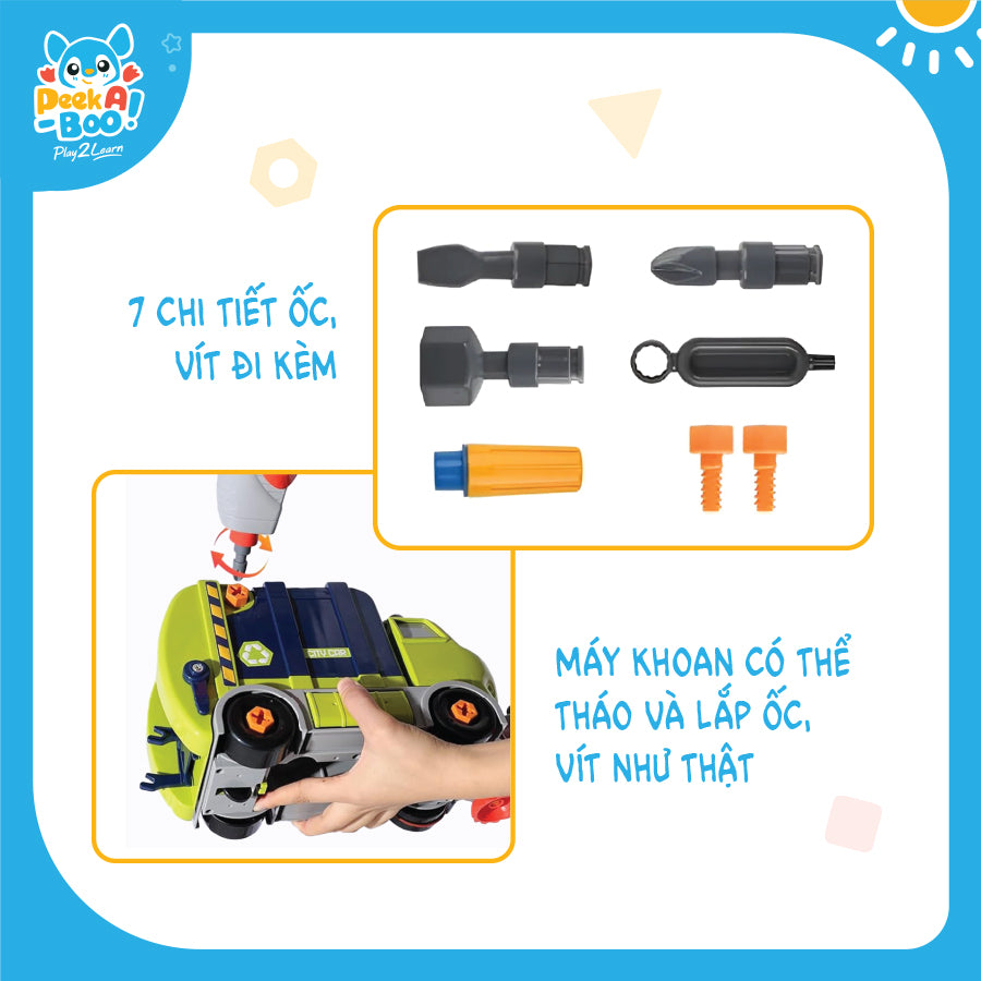 Đồ Chơi DIY Lắp Ráp Xe Môi Trường Peek A Boo PAB049