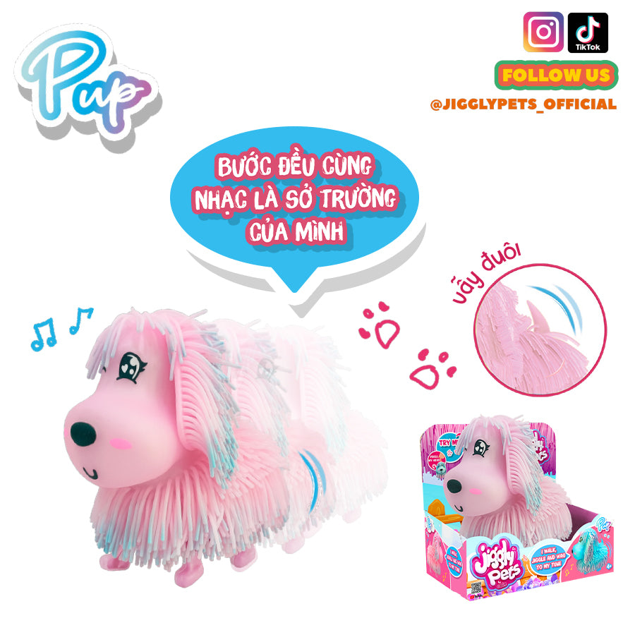 Đồ Chơi Thú Cưng Nhún Nhảy Cún Hồng Rạng Rỡ Jiggly Pets WD188F-PI