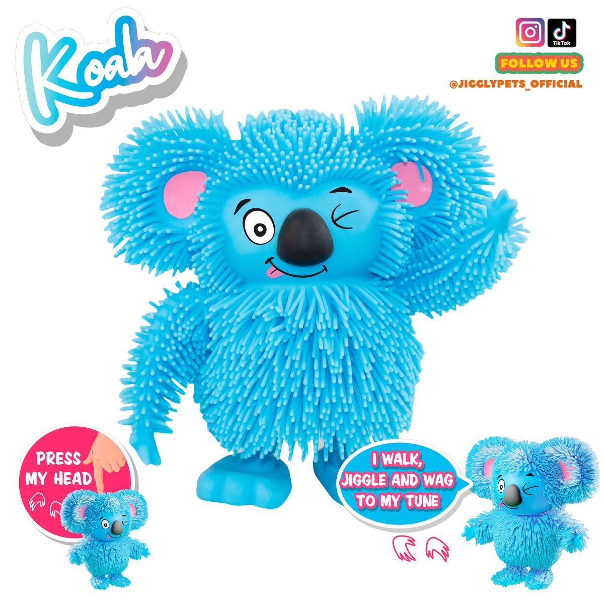 Đồ Chơi Thú Cưng Nhún Nhảy Koala Xanh Vui Vẻ Jiggly Pets JP007F-BL