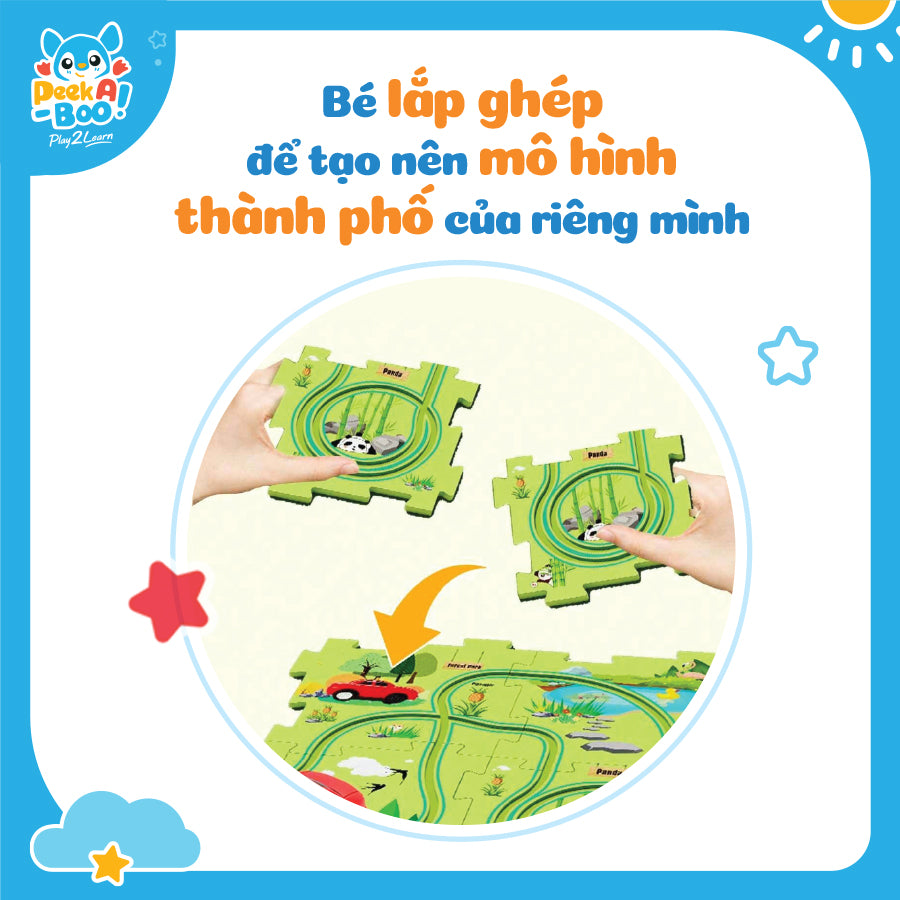 Đồ Chơi Xếp Hình Đường Ray Xe Chạy Cho Bé Peek A Boo PAB052