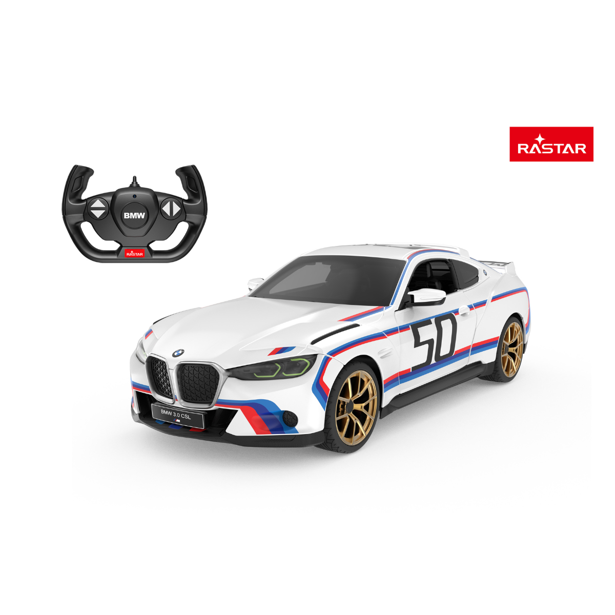 Xe Điều Khiển 1:14 BMW 3.0 CSL Có Thể Mở Cửa Trắng Rastar R92800