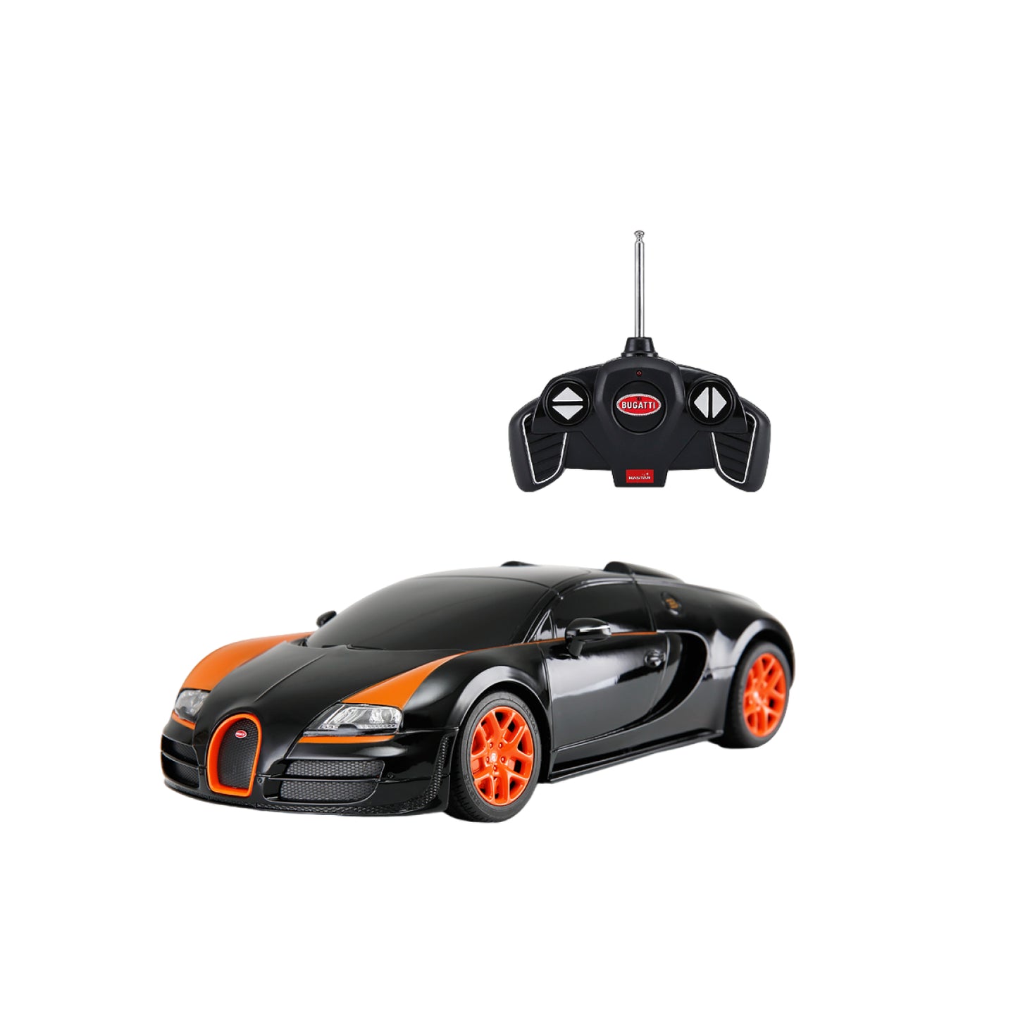 Bugatti 1:18 scale control car in Black RASTAR R53900N