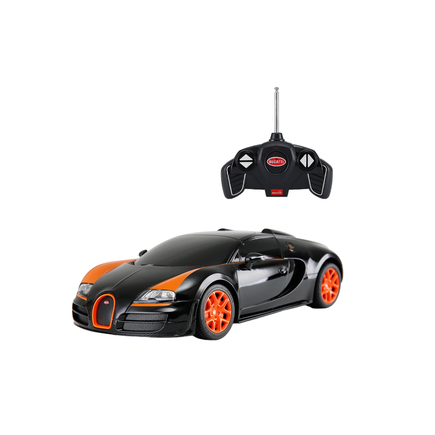 Bugatti 1:18 scale control car in Black RASTAR R53900N