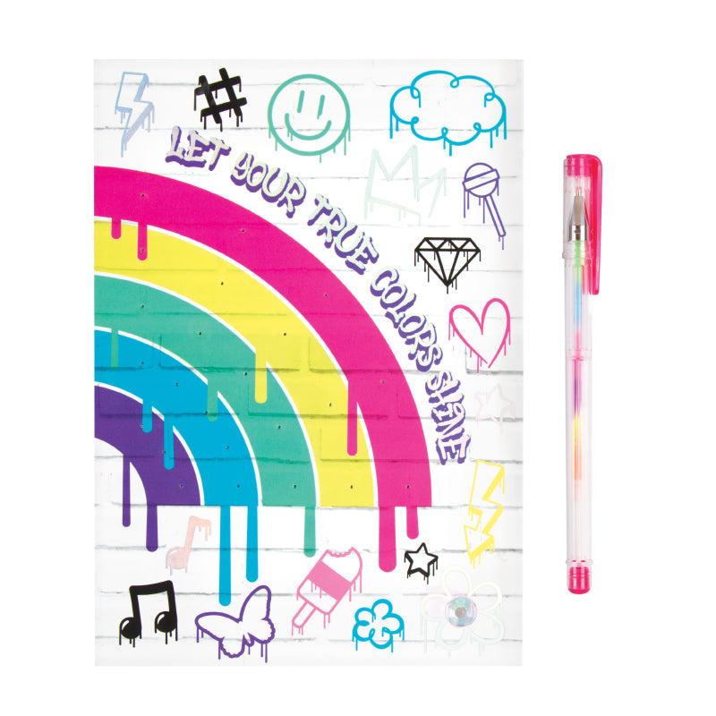 Pen and notebook set - Graffiti Light Up Rainbow