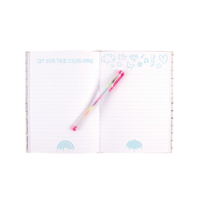 Pen and notebook set - Graffiti Light Up Rainbow