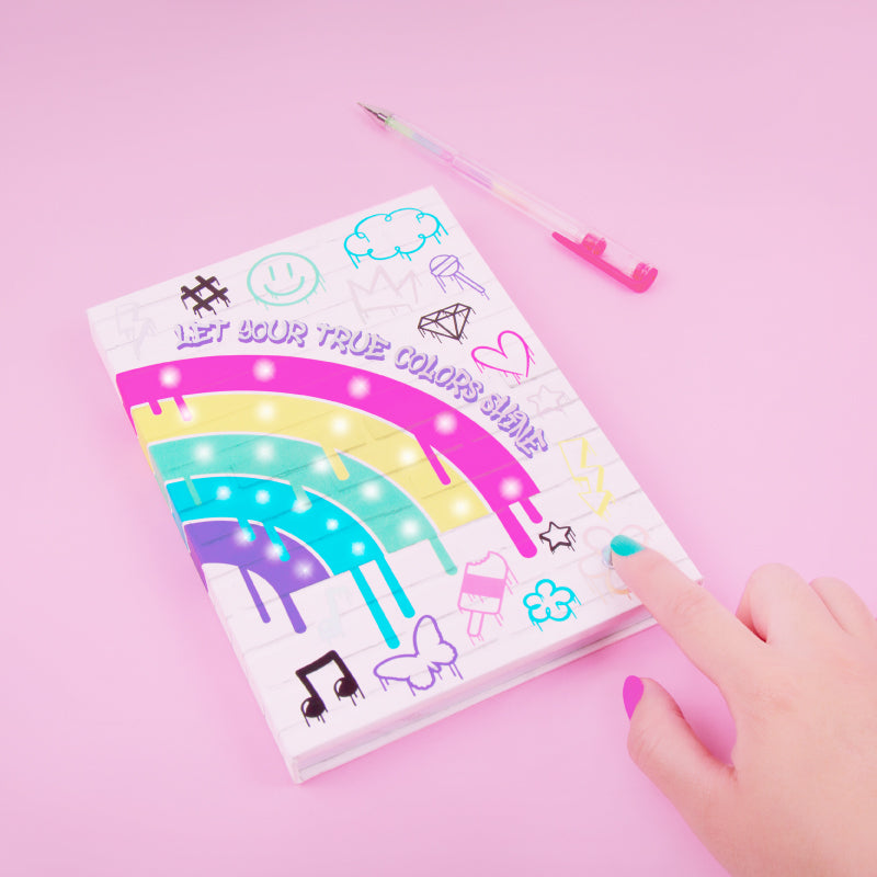 Pen and notebook set - Graffiti Light Up Rainbow