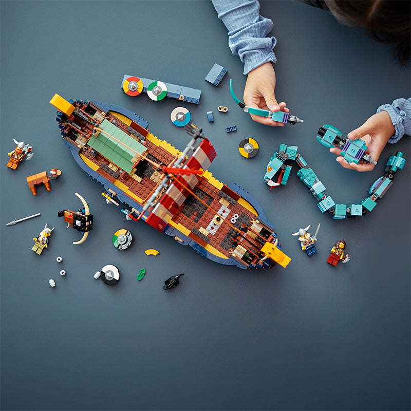 Đồ Chơi Lắp Ráp Tàu Của Người Viking Và Rắn Khổng Lồ LEGO CREATOR 31132