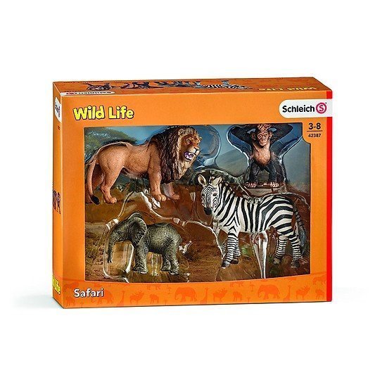 Đồ Chơi Mô Hình Bộ Mô Hình Safari: Sư Tử, Voi Con, Ngựa Vằn, Tinh Tinh Con Schleich 42387