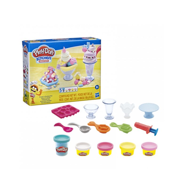 Combo bộ khuôn làm bếp cơ bản và bột nặn 4 màu mini PLAYDOH CBE7253-23241