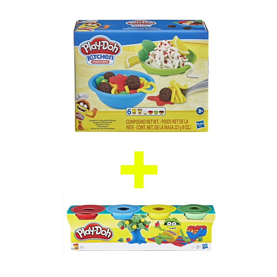 Combo bộ khuôn làm bếp cơ bản và bột nặn 4 màu mini PLAYDOH CBE7253-23241