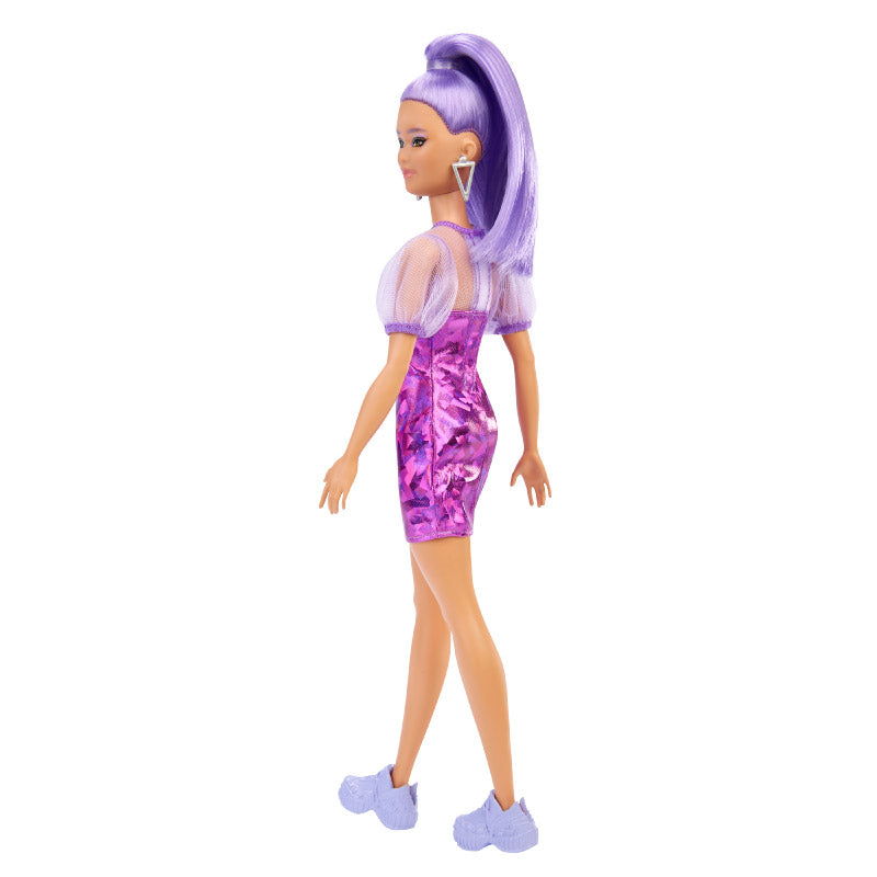 Barbie fashion doll - Petite &amp; Purple Metallic Dress BARBIE FBR37