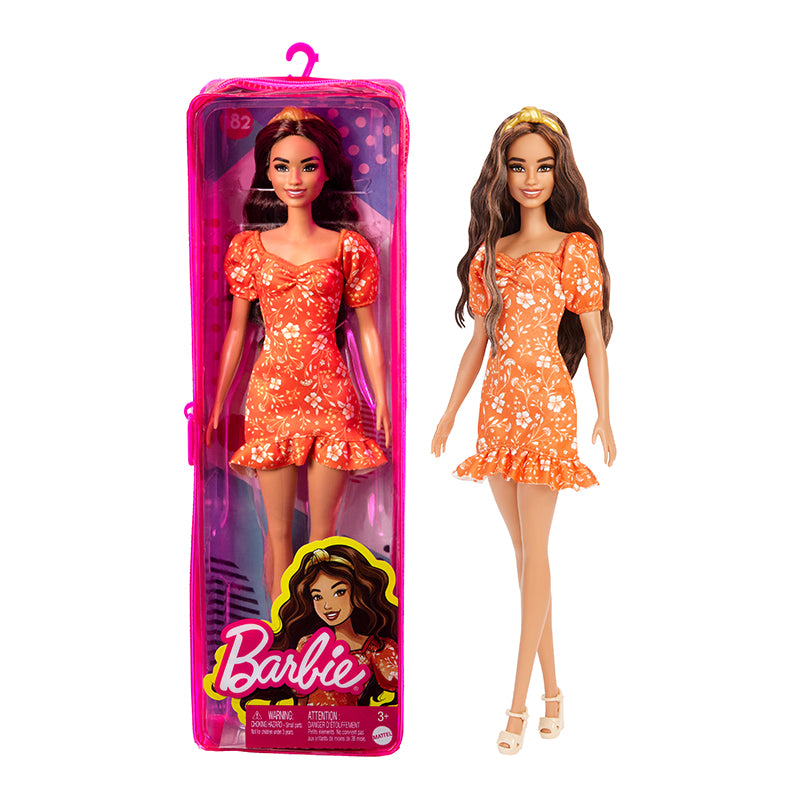 Barbie fashion doll - Orange Floral Print Dress BARBIE FBR37