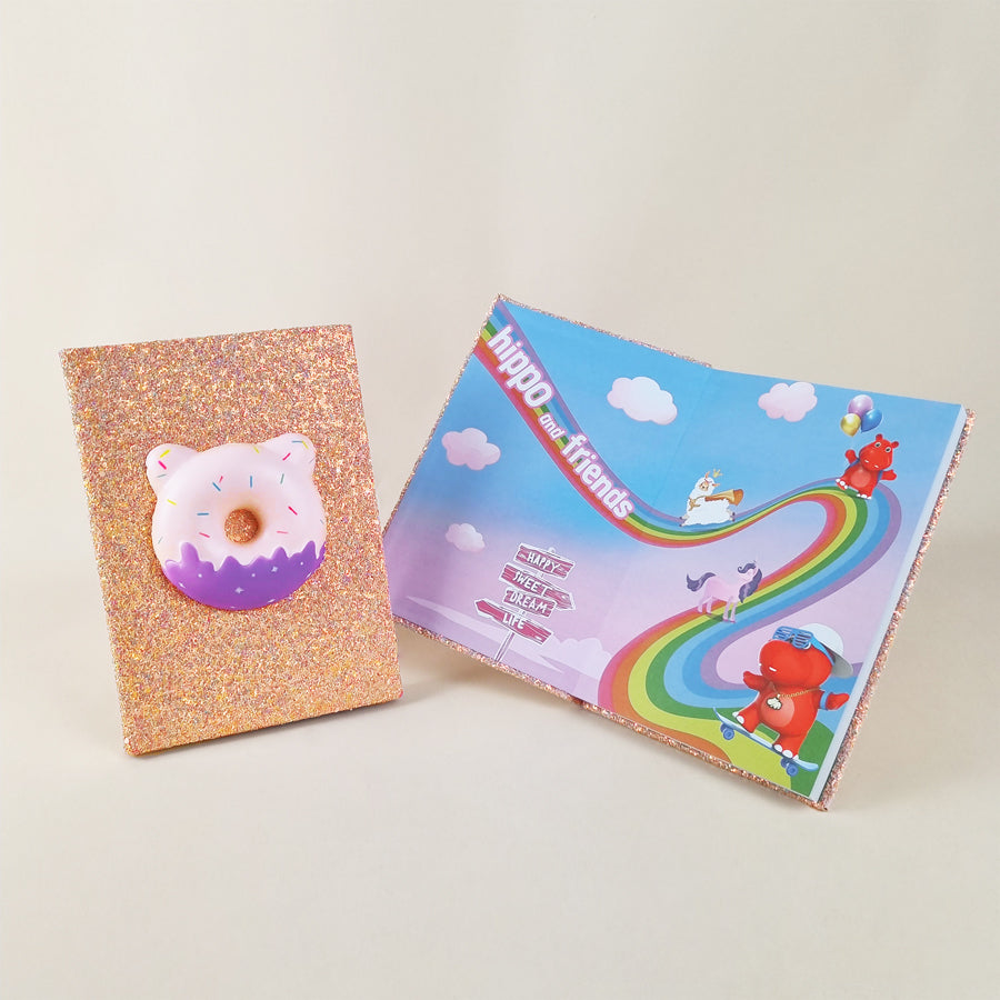 Stationery set - Glittery Donut Pink CLEVERHIPPO NB1202