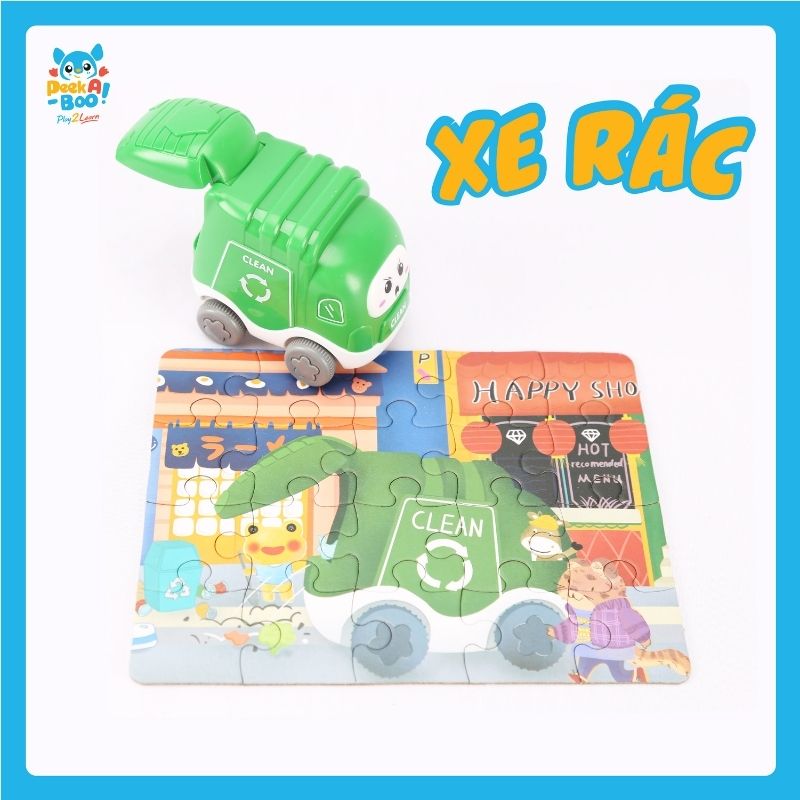 Toy with 6 mini cars and fun puzzles PEEK A BOO PAB012