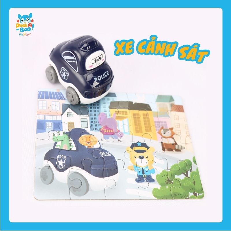 Toy with 6 mini cars and fun puzzles PEEK A BOO PAB012