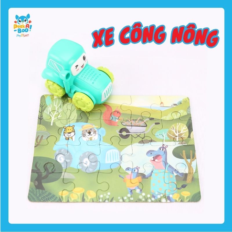 Toy with 6 mini cars and fun puzzles PEEK A BOO PAB012