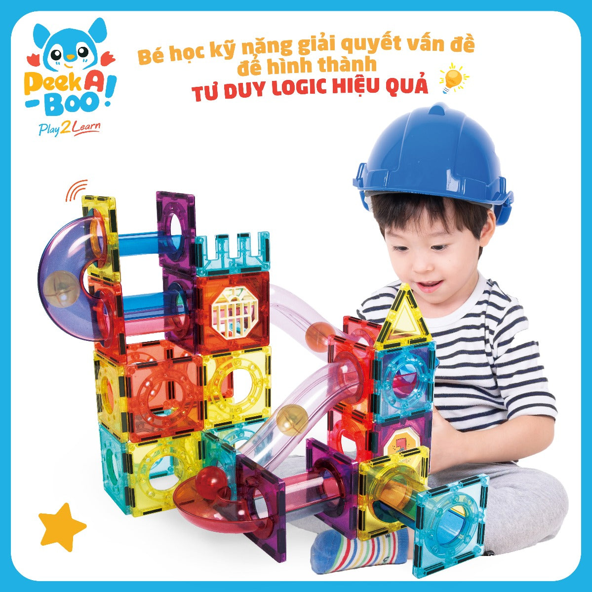 Đồ chơi STEAM-Bộ xếp hình nam châm 72 chi tiết PEEK A BOO PAB028