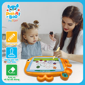 Magnetic drawing board toy for children - Adorable orange whale PEEK A BOO PAB029