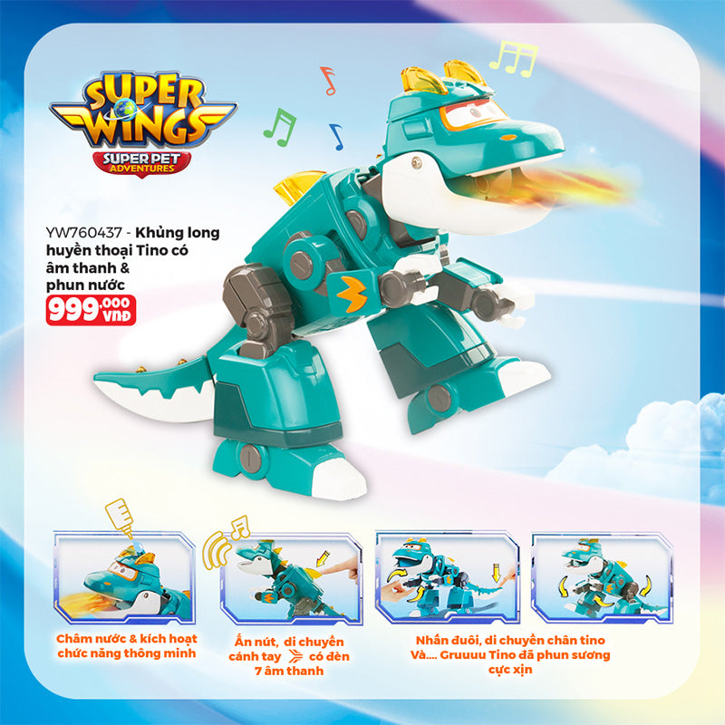 Khủng Long Huyền Thoại Tino Có Âm Thanh &  Phun Nước SUPERWINGS YW760437